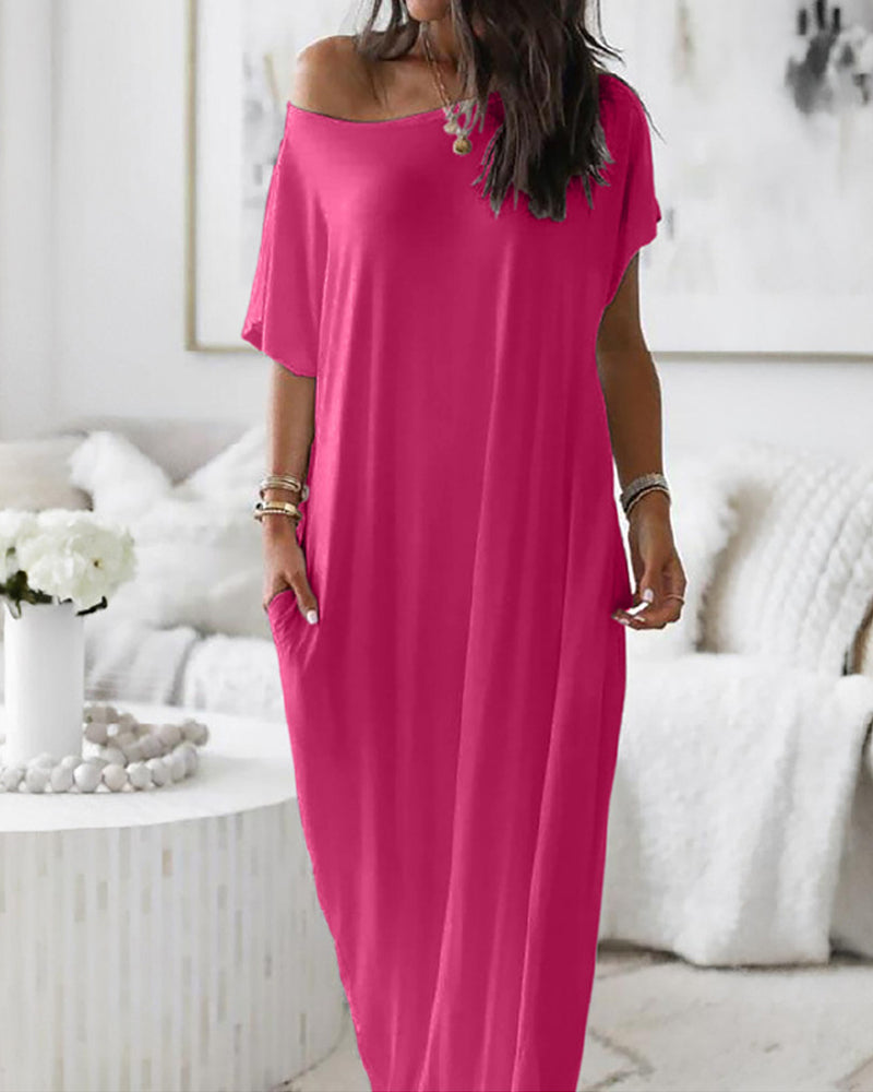 Women's Casual Solid Color Short Sleeve Comfortable Dress