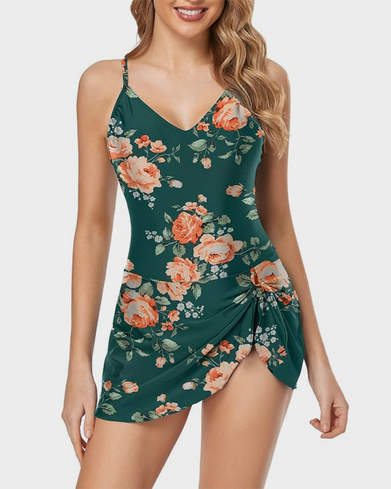 Traje de baño de una pieza para mujer con control de abdomen, ajuste slim y talla grande