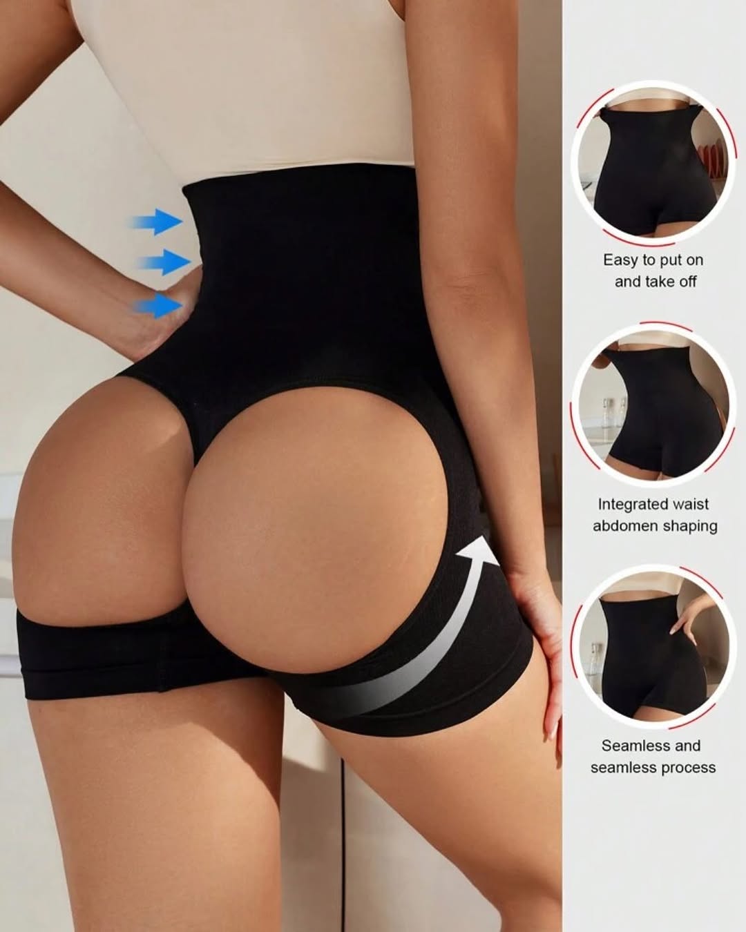 Pantalones moldeadores de cuerpo sin costuras de gran tamaño que realzan las caderas, levantan las caderas y ajustan el abdomen de cintura alta