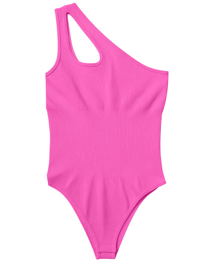 Body moldeador ajustado con un solo hombro y corte que controla el abdomen