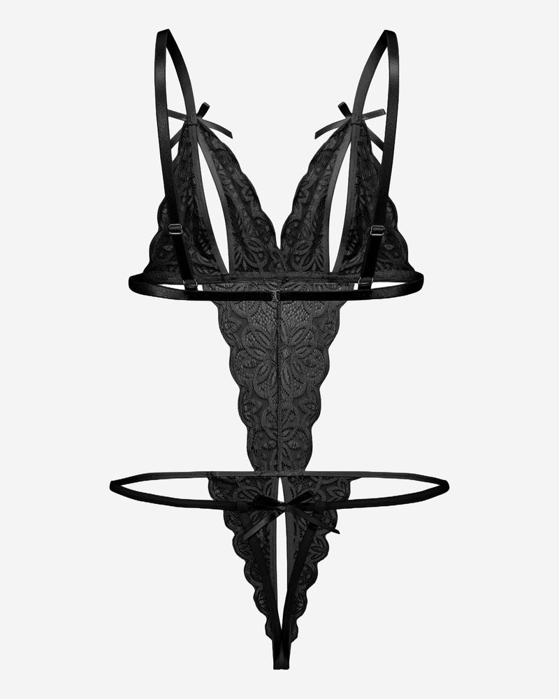 Body de encaje con escote profundo en V