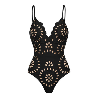 Traje de baño de una pieza Flower Hollow y falda