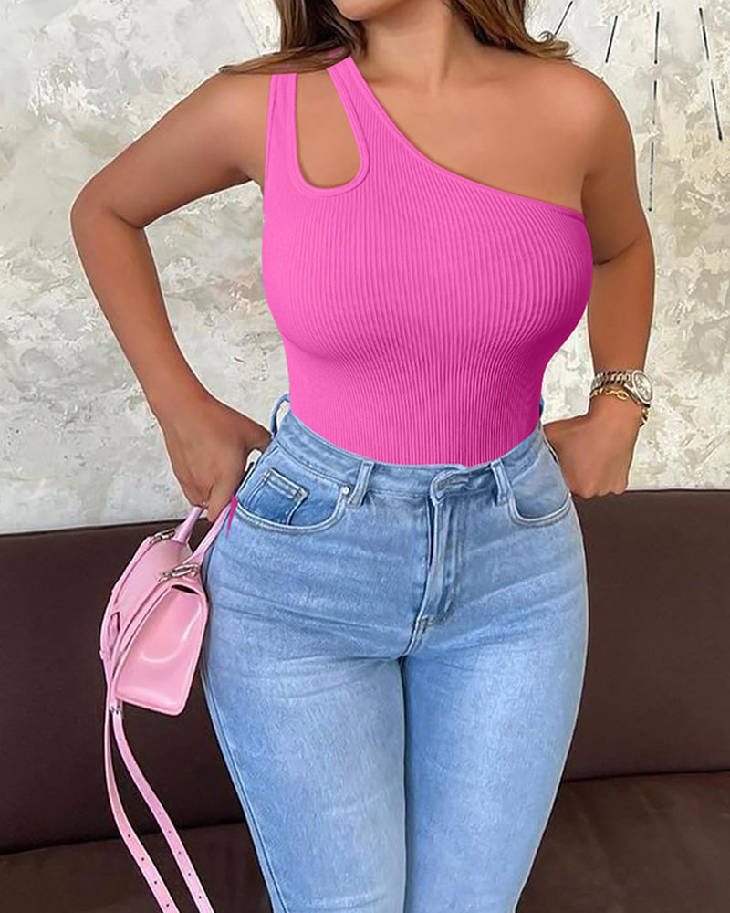 Body moldeador ajustado con un solo hombro y corte que controla el abdomen