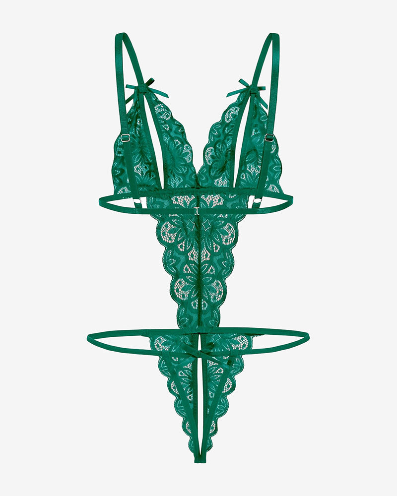 Body de encaje con escote profundo en V