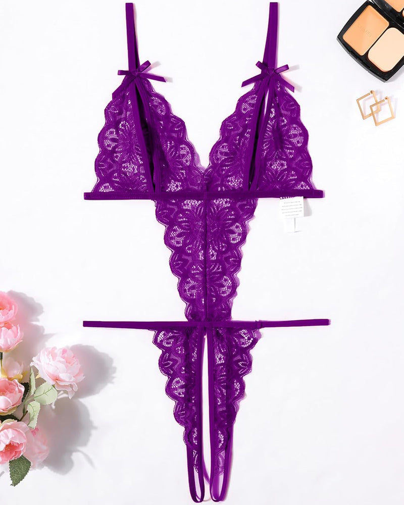 Body de encaje con escote profundo en V