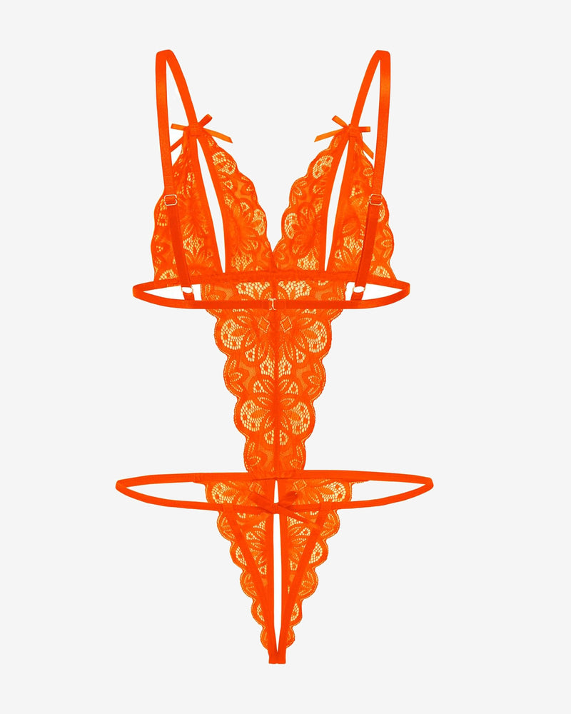 Body de encaje con escote profundo en V