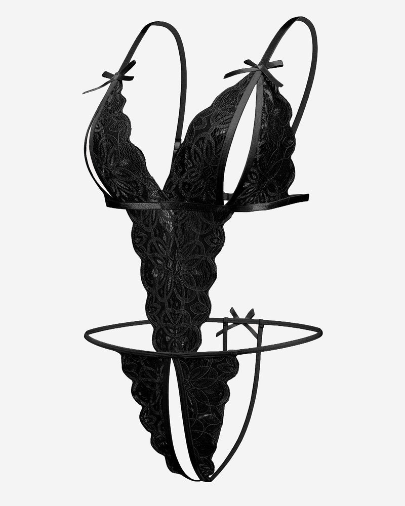 Body de encaje con escote profundo en V