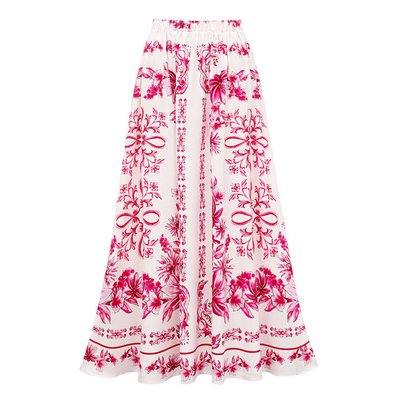 Sling Lily y Majolica Serie Patrón Impreso Traje de Baño de Una Pieza y Falda o Pantalones