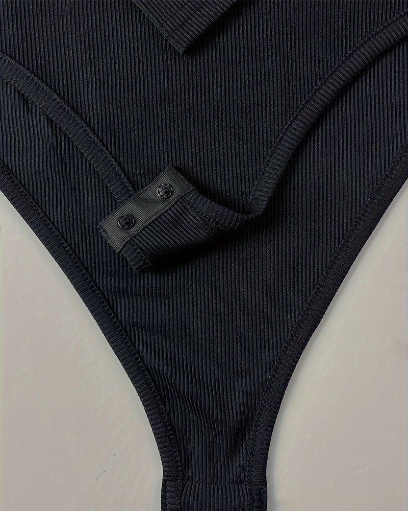 Front zipper butt lifter, sexy long sleeve ribbed tights