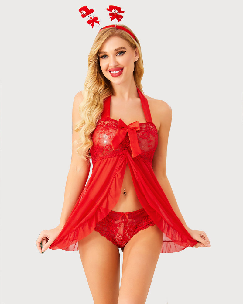 Babydoll Halter de Encaje