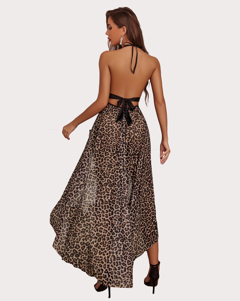 Vestido de malla de encaje con escote en V profundo