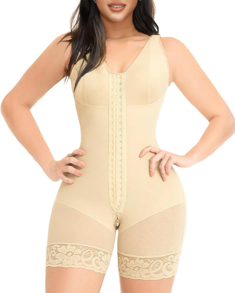 High compression bodysuit for sculpting and shaping.
