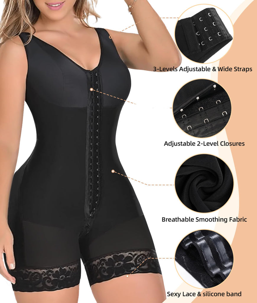 High compression bodysuit for sculpting and shaping.