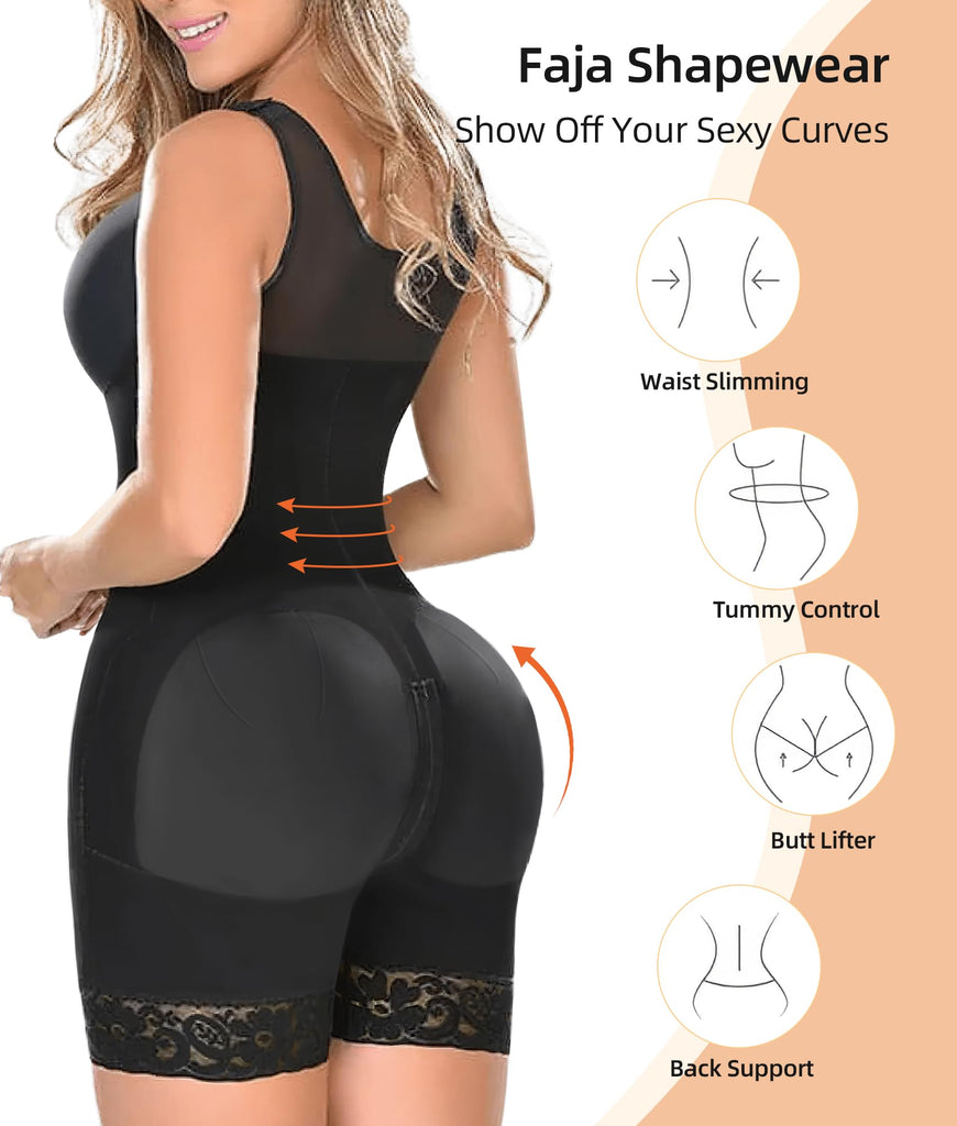 High compression bodysuit for sculpting and shaping.