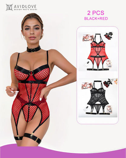 Corsé Bustier de Malla de Red de Pesca Lencería