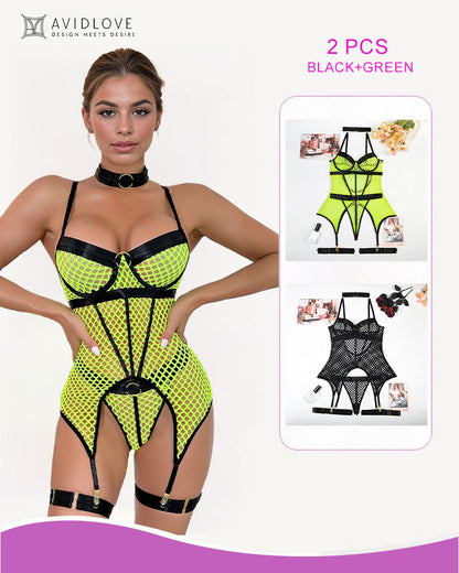 Corsé Bustier de Malla de Red de Pesca Lencería