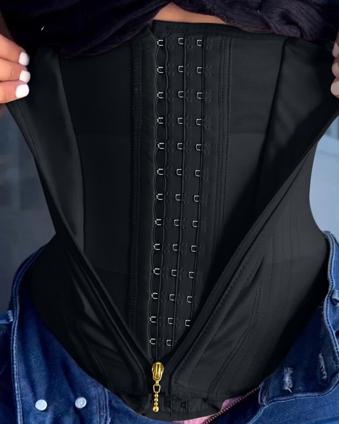 Fajas Colombianas de doble compresión para mujer, entrenador de cintura ajustable con cremallera y gancho, moldeador de cuerpo, corsé de vientre plano