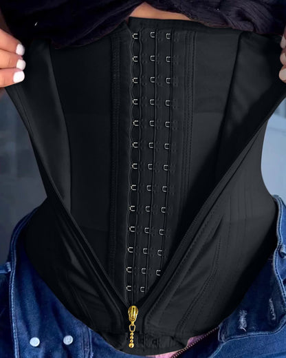 Fajas Colombianas de doble compresión para mujer, entrenador de cintura ajustable con cremallera y gancho, moldeador de cuerpo, corsé de vientre plano