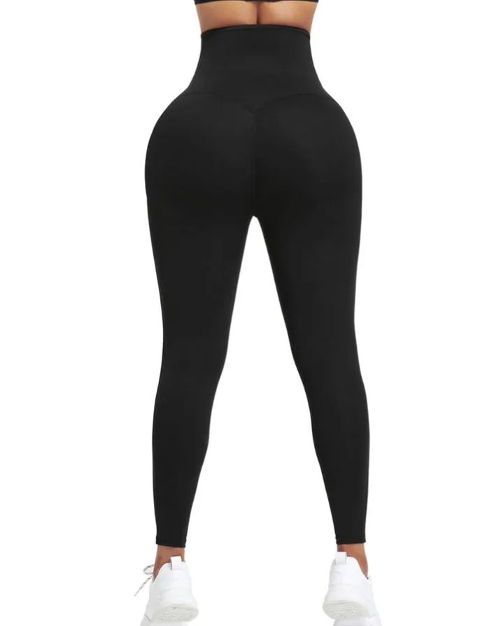 Blue neoprene tummy control leggings
