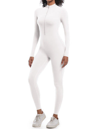 Mujer Mono de Entrenamiento Sin Costuras Yoga Acanalado de Una Pieza de Manga Larga Leggings