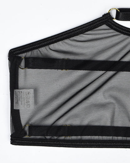 Conjunto de 4 piezas de sujetador y tanga de malla transparente