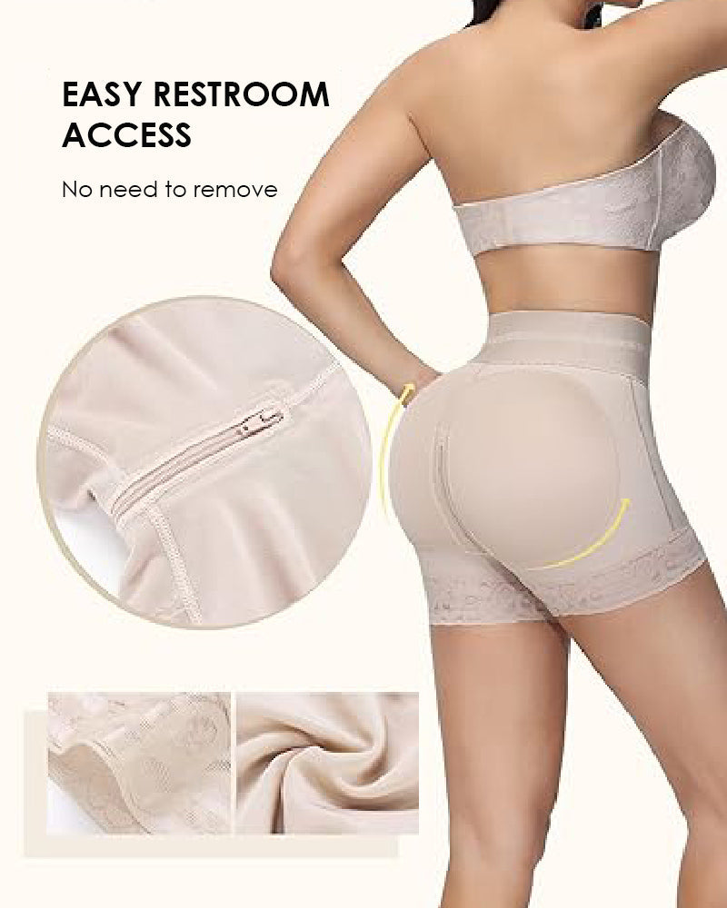 Shorts de compresión doble de cintura alta con control de abdomen en la sección media