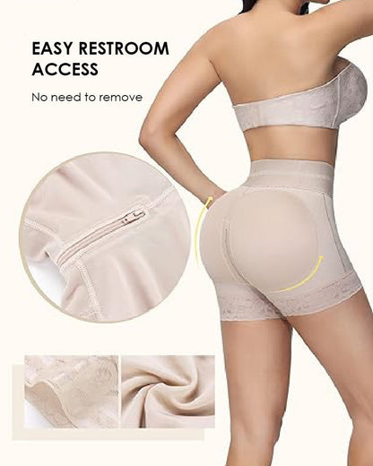 Shorts de compresión doble de cintura alta con control de abdomen en la sección media
