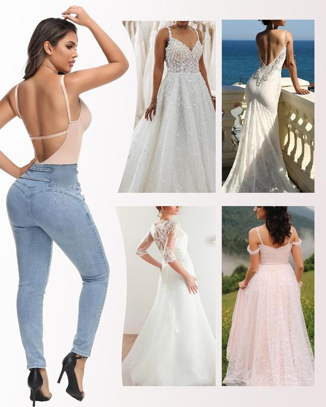 Ropa moldeadora sin espalda, sin tirantes, con escote profundo