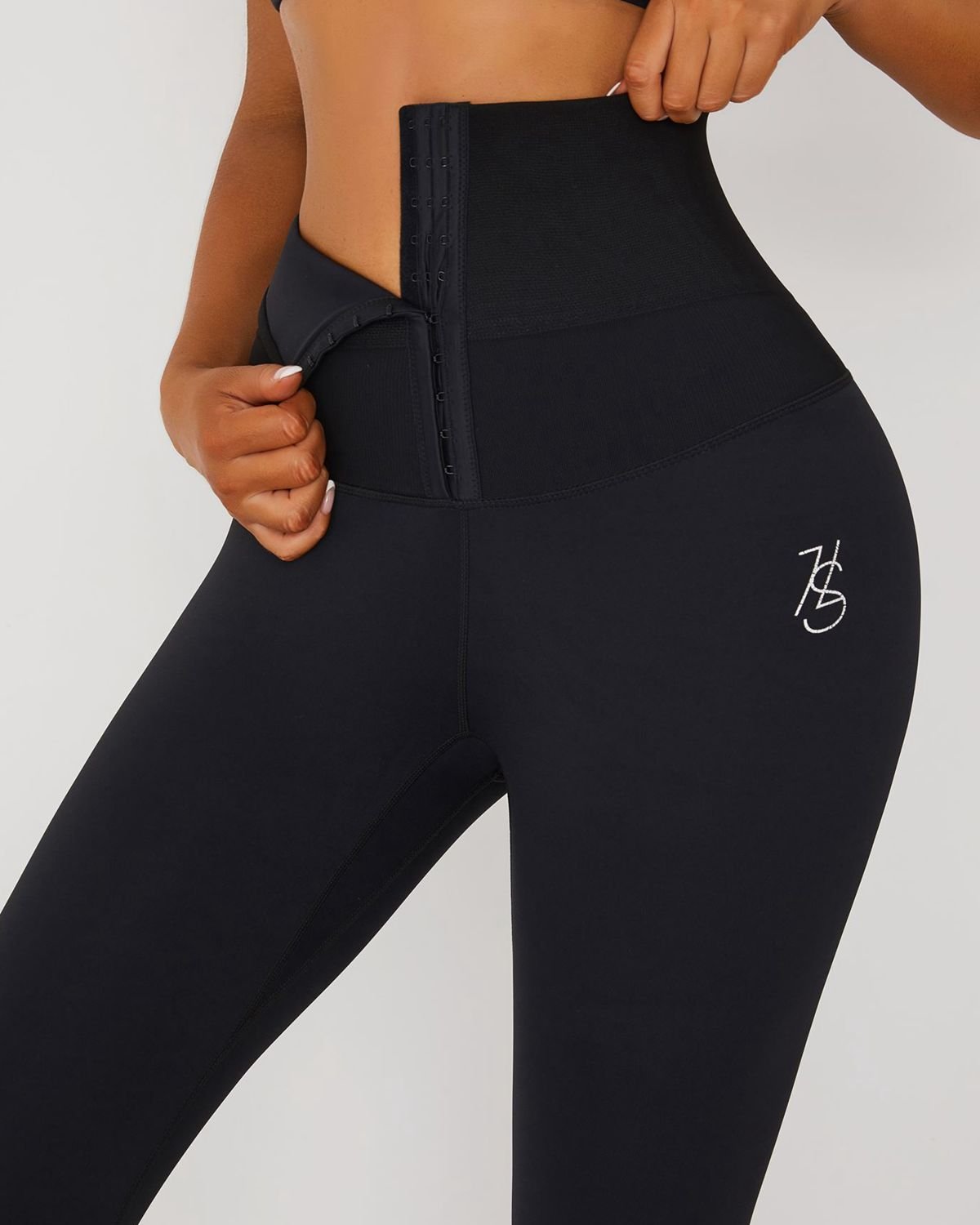 Mallas de corsé de fitness de cintura alta para mujer con 3 filas de ganchos