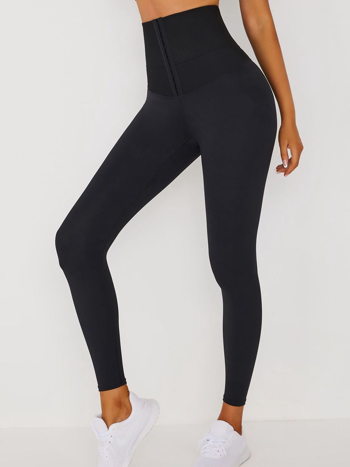 Mallas de corsé de fitness de cintura alta para mujer con 3 filas de ganchos