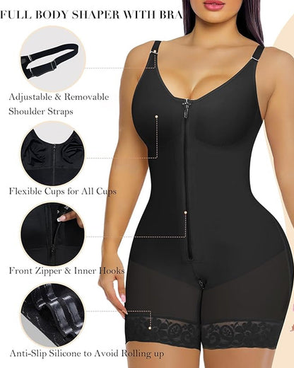 Moldeador corporal postparto con cremallera para levantar el abdomen y los glúteos de mujeres