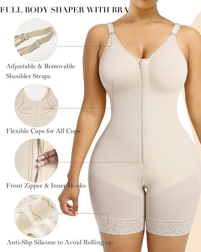Moldeador corporal postparto con cremallera para levantar el abdomen y los glúteos de mujeres