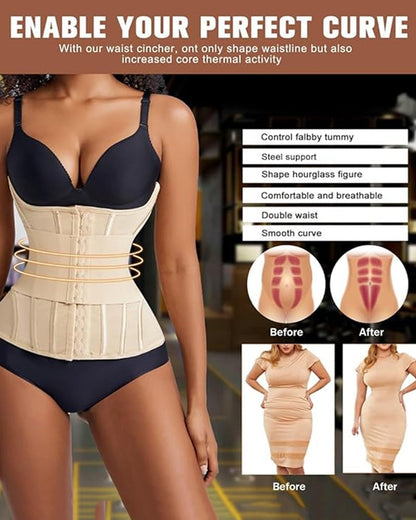 Entrenador de cintura con soporte para el busto, faja moldeadora, body con huesos de acero y abdomen plano