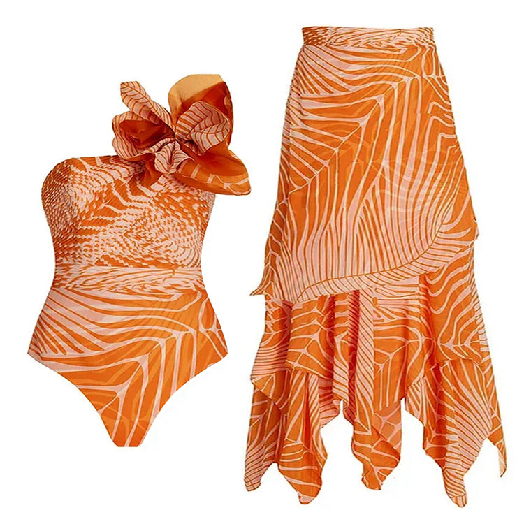 Traje de baño de una pieza impreso en 3D con falda