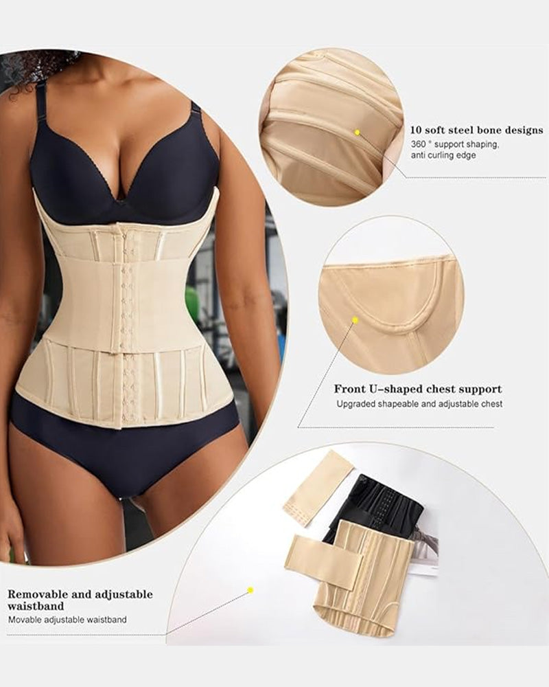 Entrenador de cintura con soporte para el busto, faja moldeadora, body con huesos de acero y abdomen plano