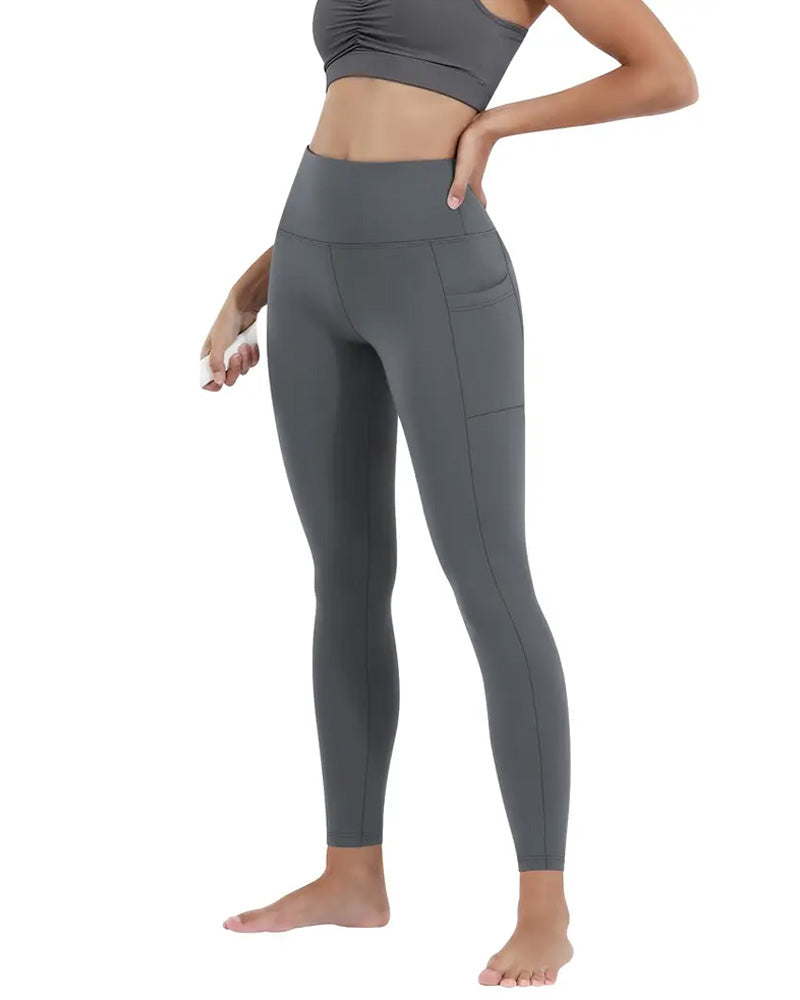 Mallas de yoga elásticas de cintura alta para mujer con bolsillo