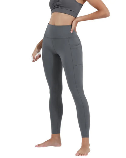 Mallas de yoga elásticas de cintura alta para mujer con bolsillo