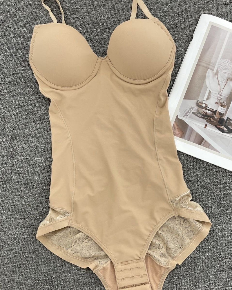 Top sin mangas tipo tubo con control de abdomen para mujer, body moldeador de cadera con encaje