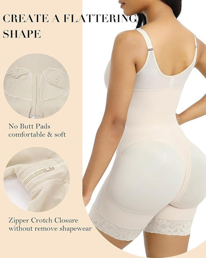 Moldeador corporal postparto con cremallera para levantar el abdomen y los glúteos de mujeres