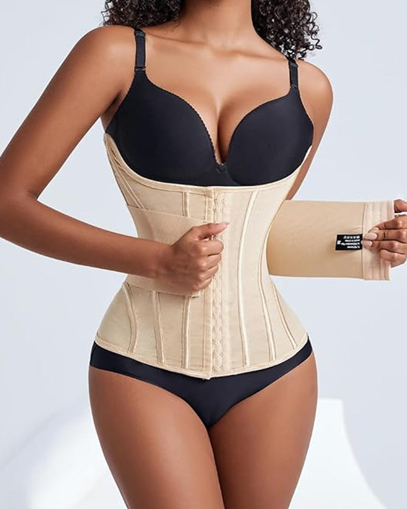 Entrenador de cintura con soporte para el busto, faja moldeadora, body con huesos de acero y abdomen plano