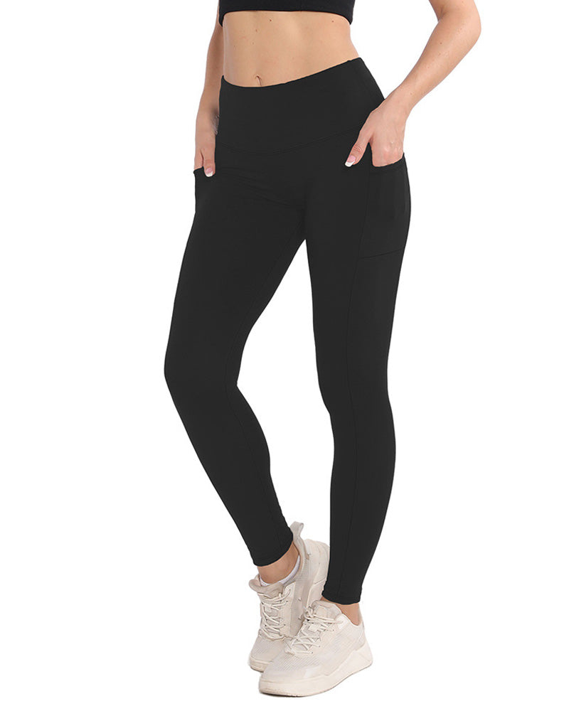 Mallas de yoga elásticas de cintura alta para mujer con bolsillo