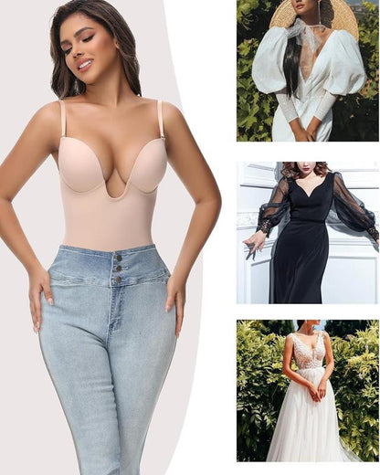 Ropa moldeadora sin espalda, sin tirantes, con escote profundo