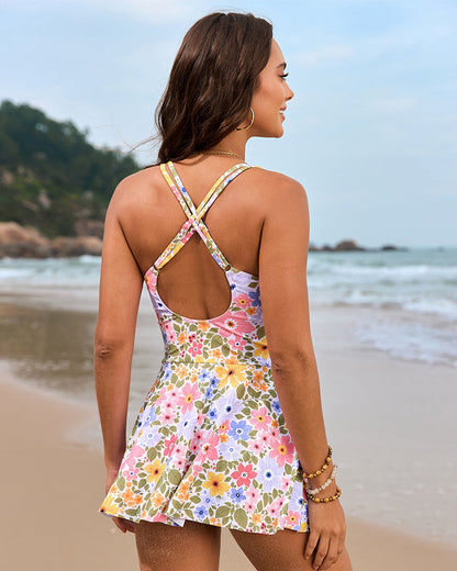 Vestido de baño de una pieza con nudo y fruncido