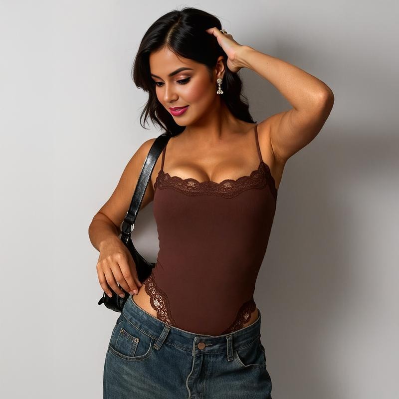 Body y mono sexy de encaje sin costuras con tirantes para mujer