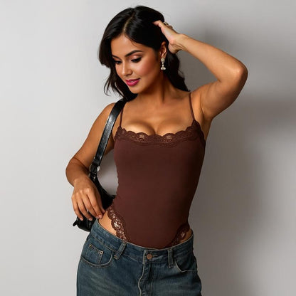 Body y mono sexy de encaje sin costuras con tirantes para mujer