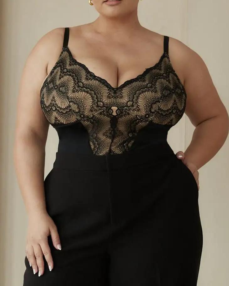 Sculpted lace control bodysuit