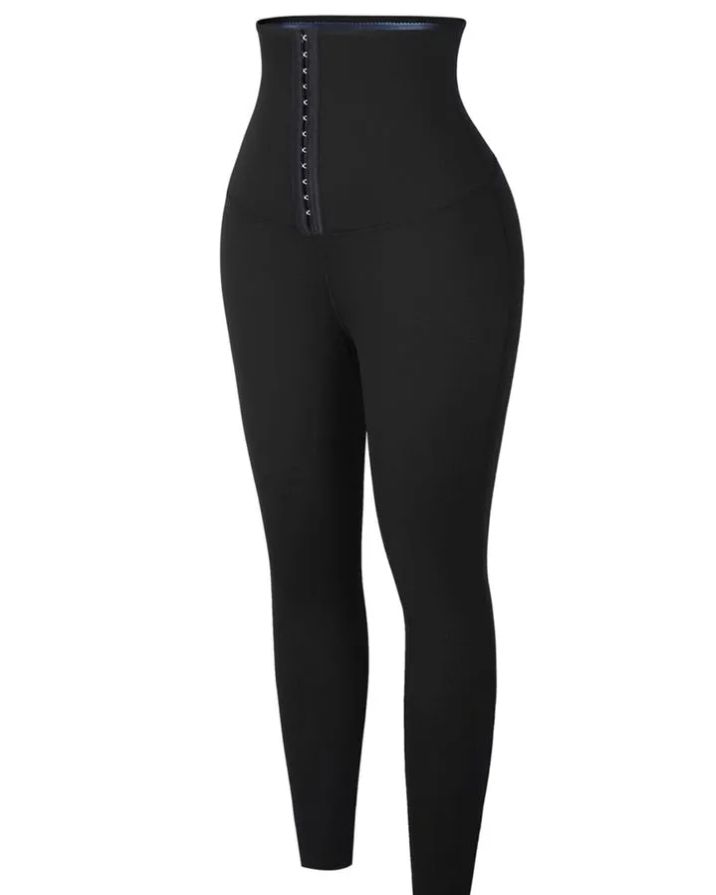Blue neoprene tummy control leggings