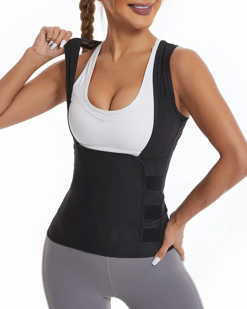 Chaleco de fitness con cintura alta que moldea el abdomen y absorbe el sudor