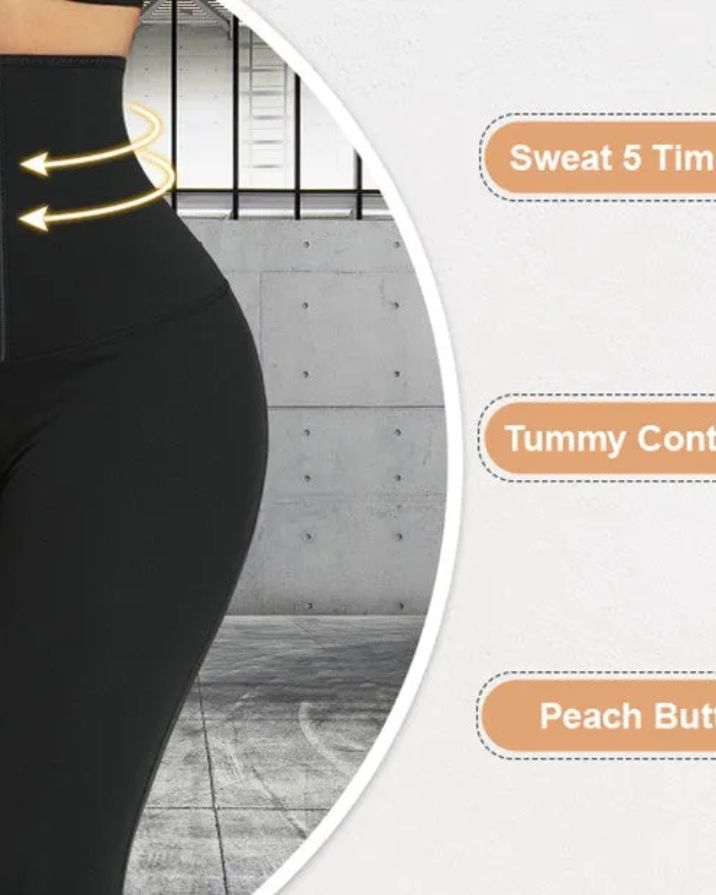 Blue neoprene tummy control leggings