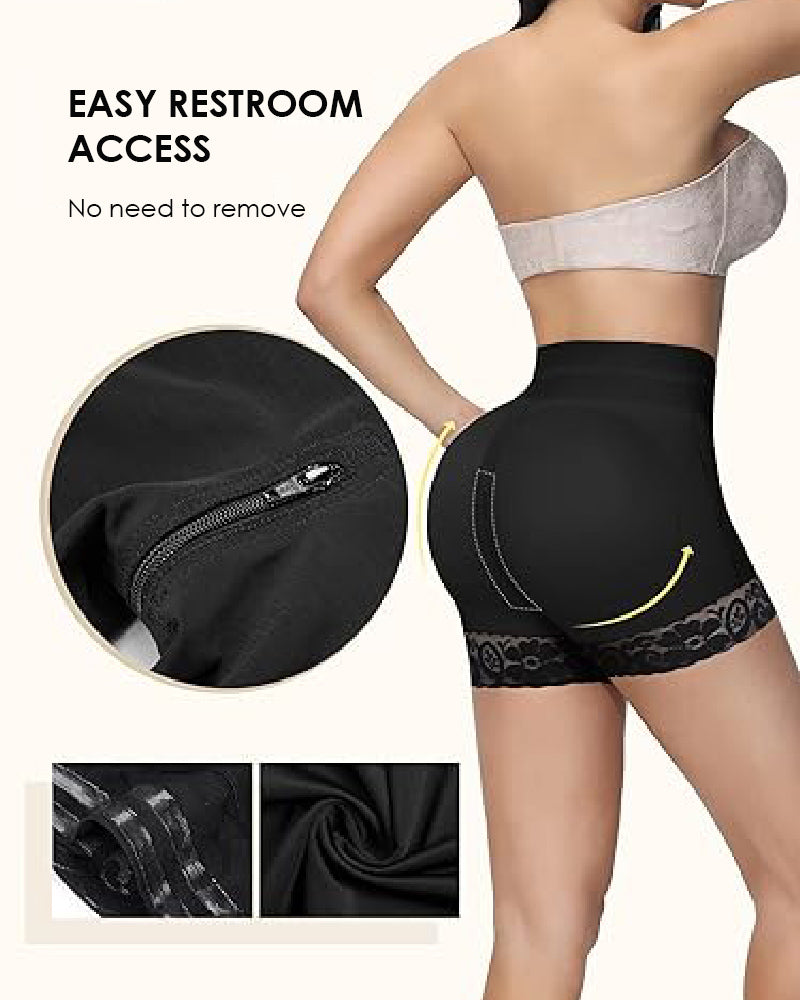 Shorts de compresión doble de cintura alta con control de abdomen en la sección media